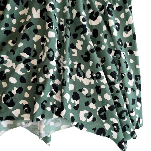 Kona Sol Tankini 2X Green Leopard Print Black High Waisted Coverage - Picture 14 of 16